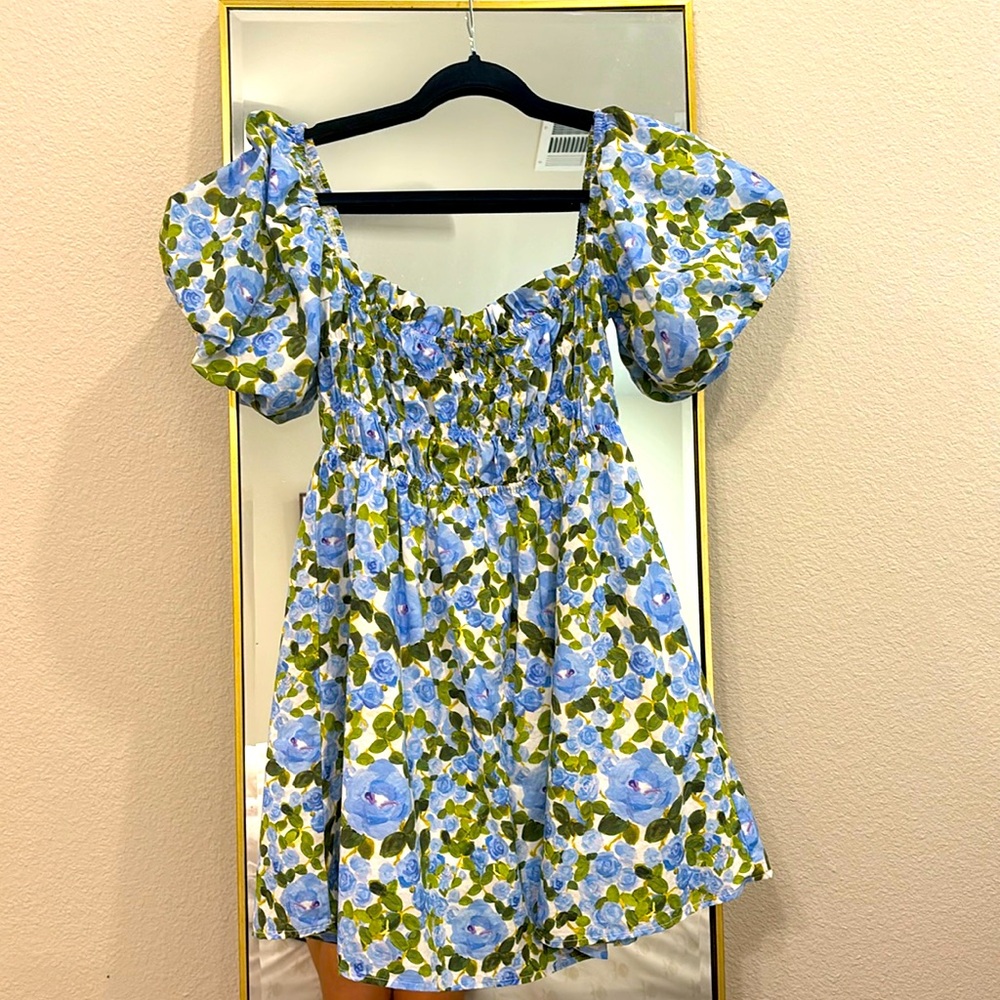 Blue and Pink Floral Dress